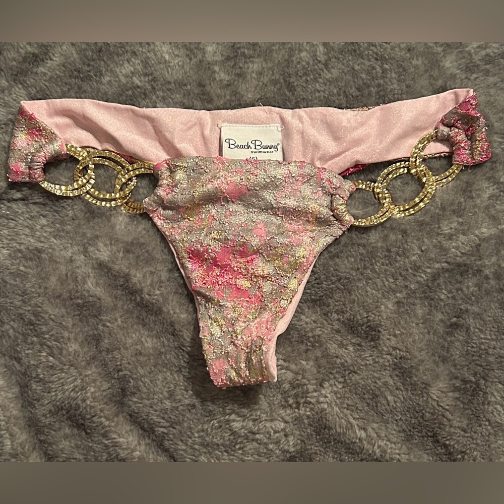 Beach Bunny Pink and Gold Chain Bikini Bottom